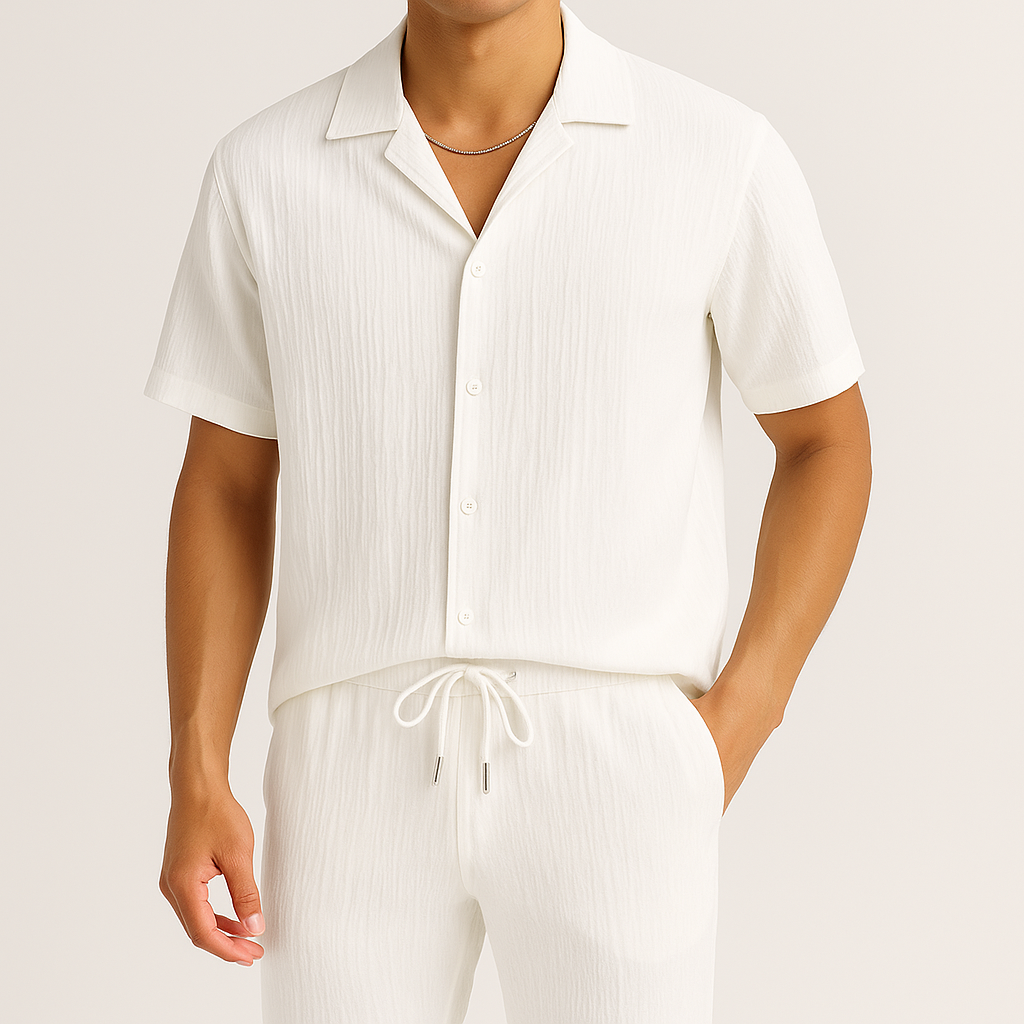 Men relaxed wear two-piece lounge set ribbed jersey
