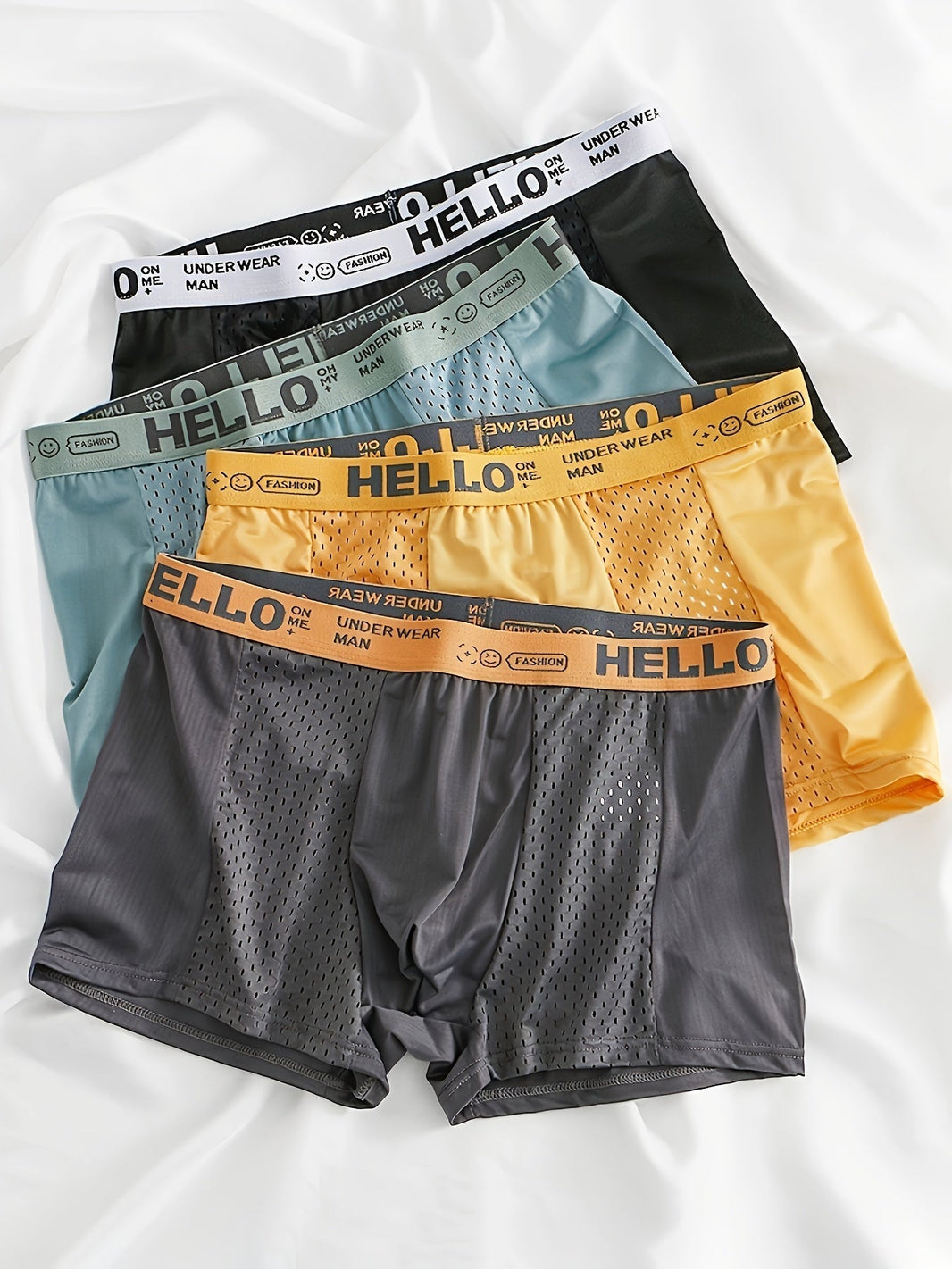 Men everyday boxer briefs mesh synthetic blend