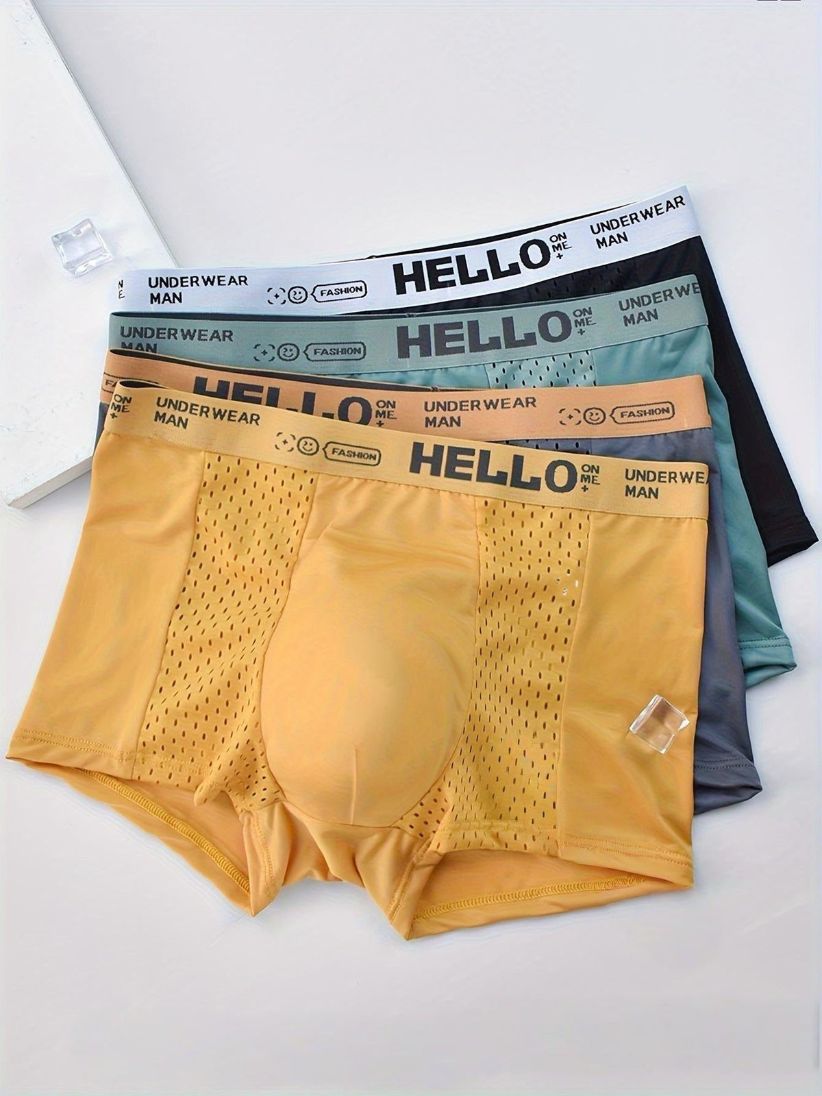 Men everyday boxer briefs mesh synthetic blend