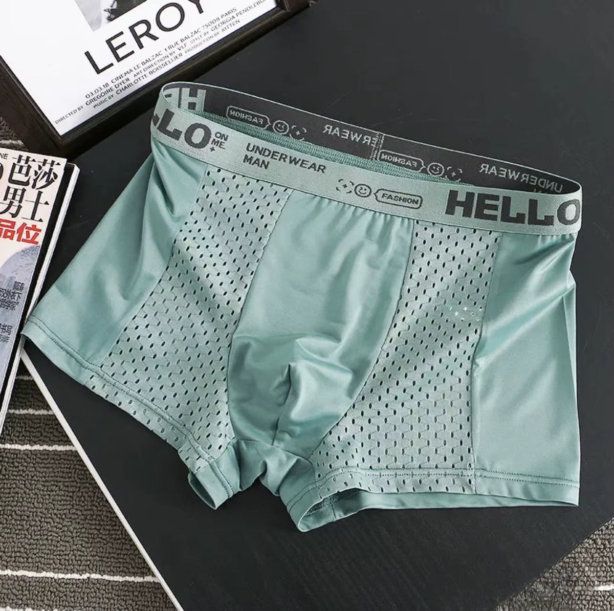 Men everyday boxer briefs mesh synthetic blend