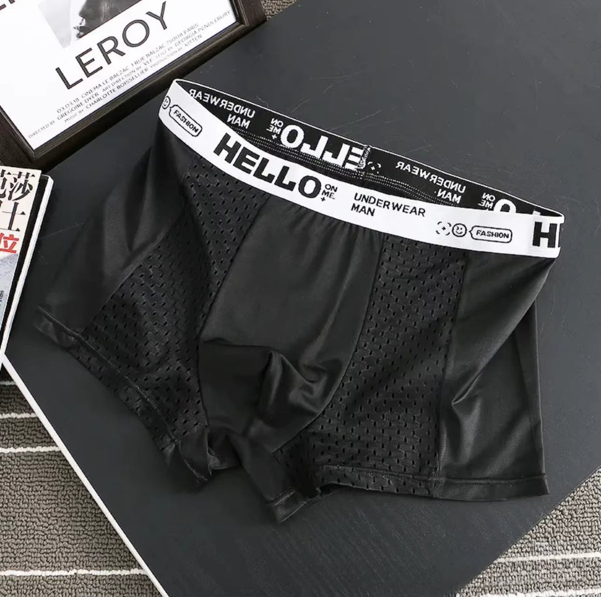 Men everyday boxer briefs mesh synthetic blend