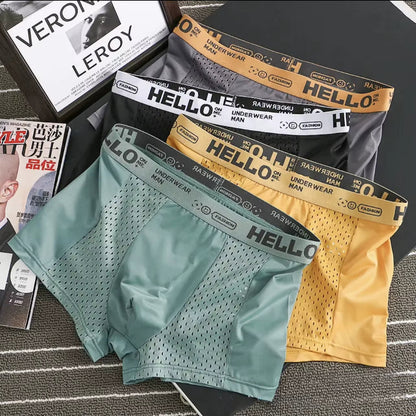 Men everyday boxer briefs mesh synthetic blend