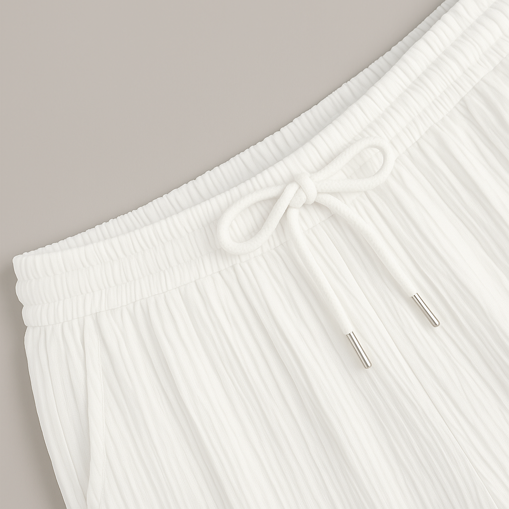 Men Summer Two-Piece Set Pleated Synthetic