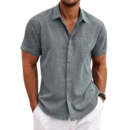 Men's summer button-down shirt textured blend