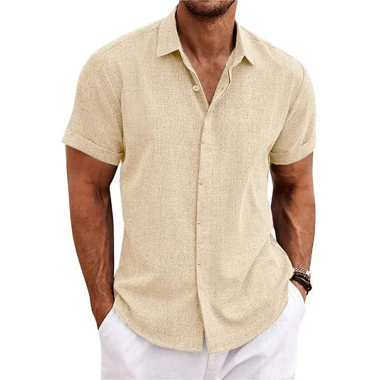 Men's summer button-down shirt textured blend