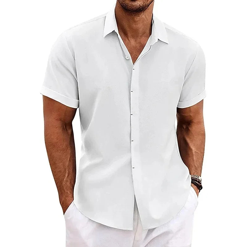 Men's summer button-down shirt textured blend