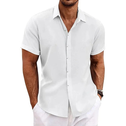 Men's summer button-down shirt textured blend
