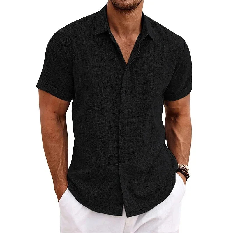 Men's summer button-down shirt textured blend
