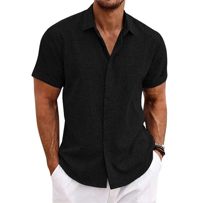 Men's summer button-down shirt textured blend