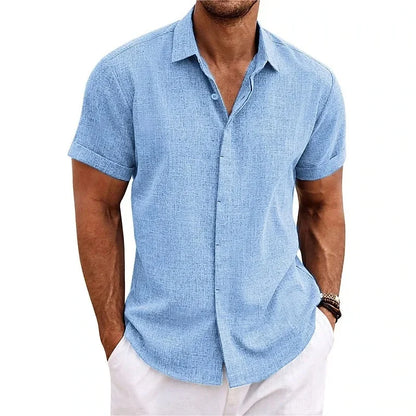 Men's summer button-down shirt textured blend