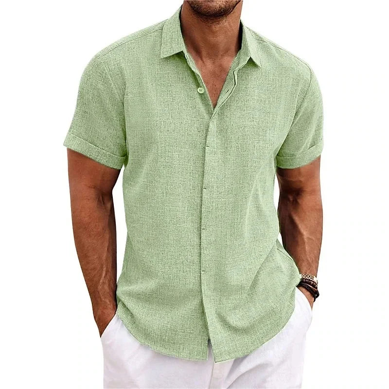 Men's summer button-down shirt textured blend