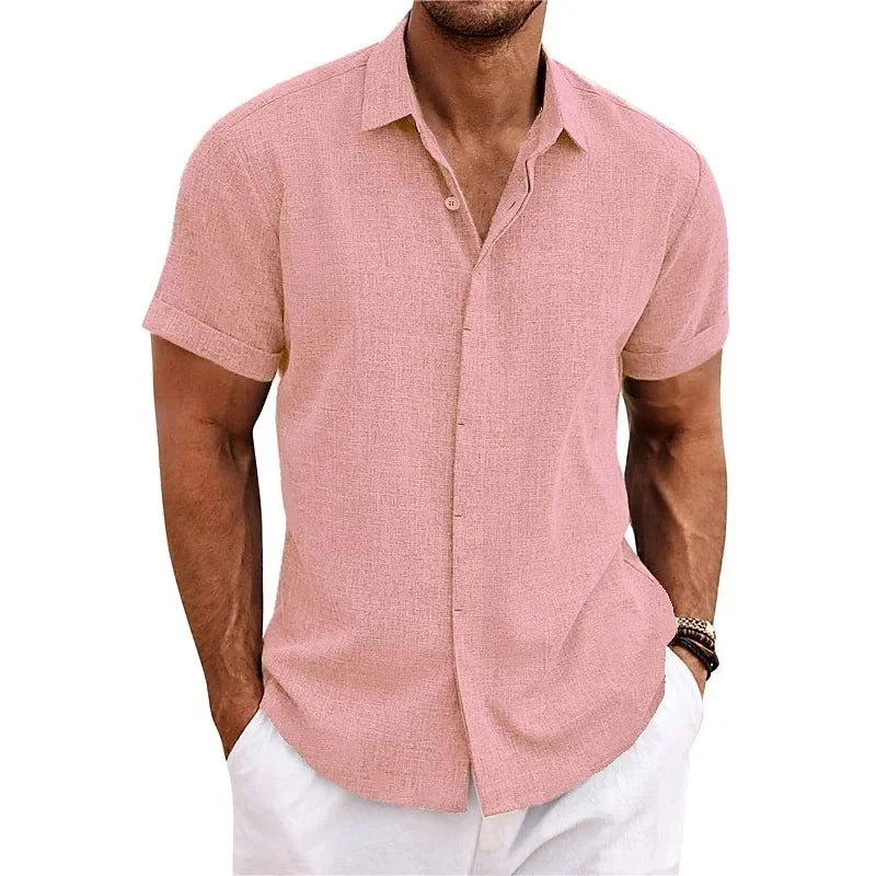 Men's summer button-down shirt textured blend