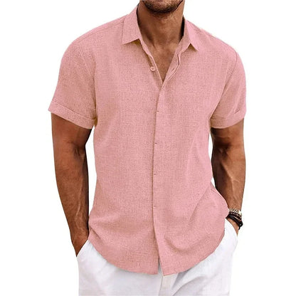 Men's summer button-down shirt textured blend