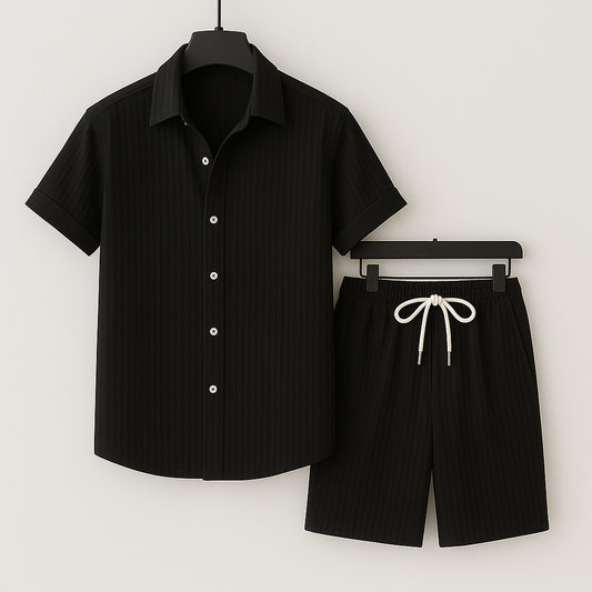 Men Summer Matching Set Textured Crinkle