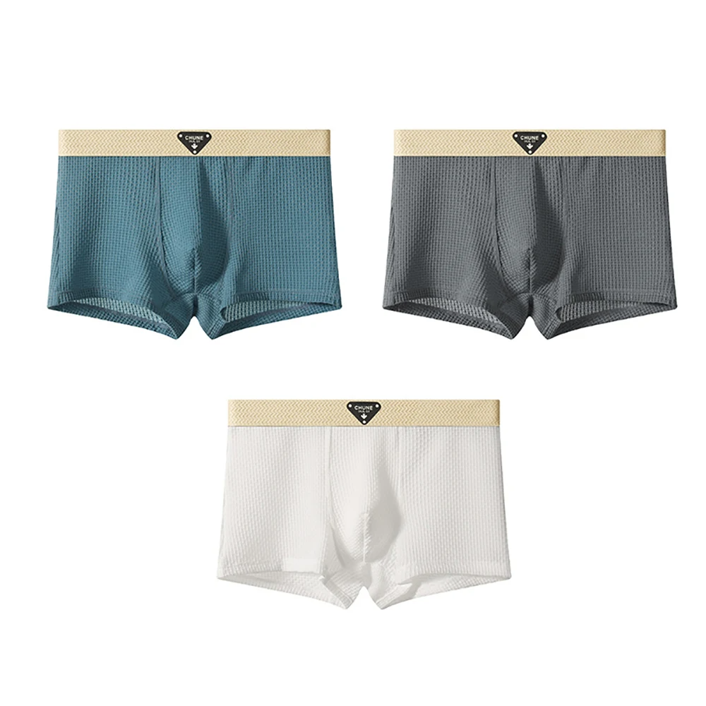 Men's Daily Boxer Briefs Textured Waistband Synthetic Blend