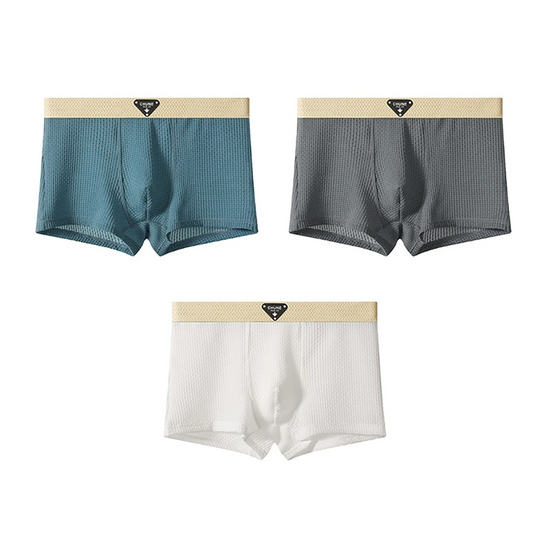 Men's Daily Boxer Briefs Textured Waistband Synthetic Blend