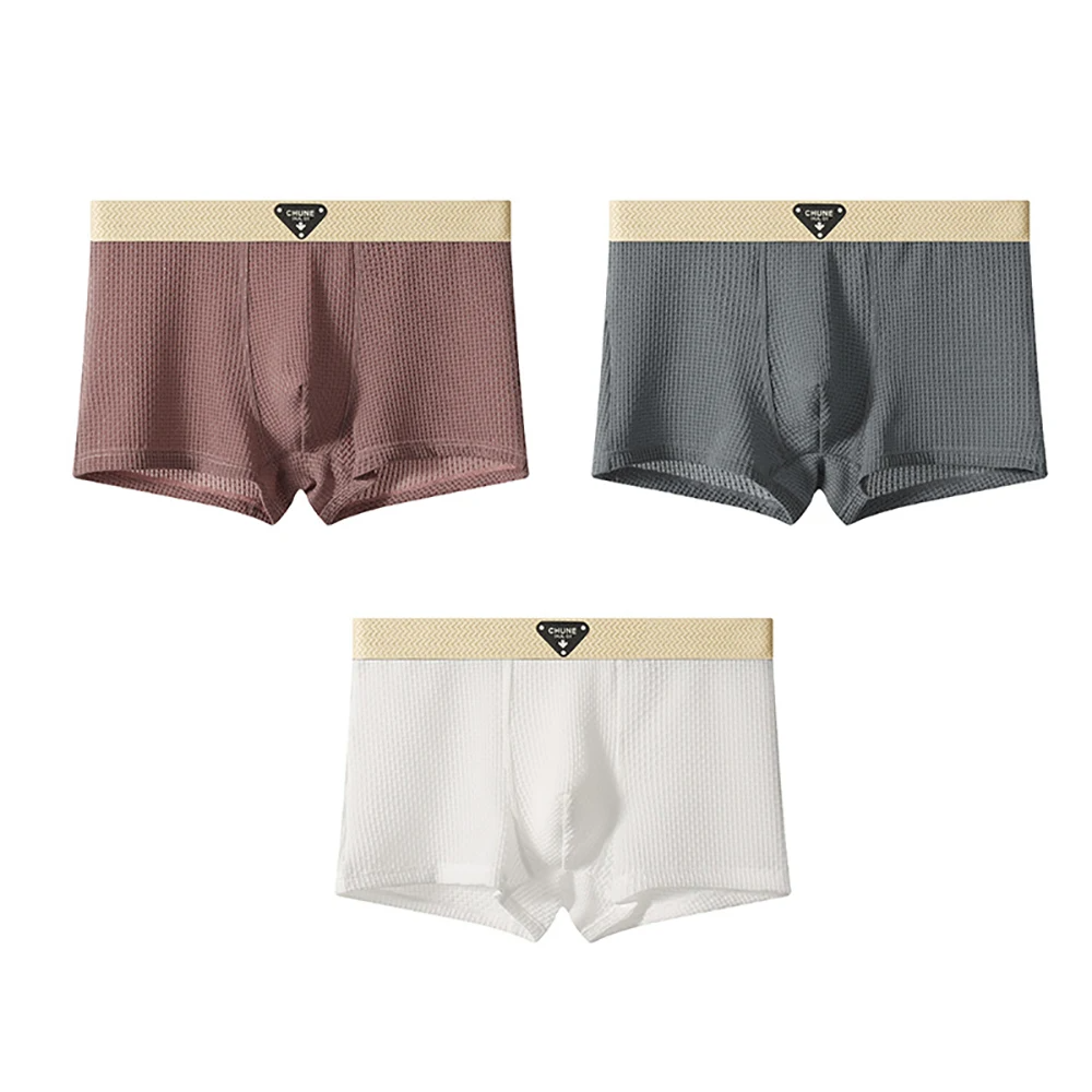 Men's Daily Boxer Briefs Textured Waistband Synthetic Blend