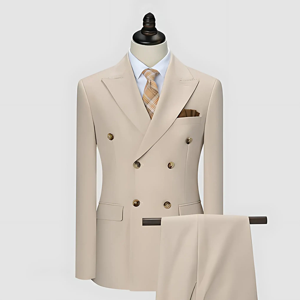 Men wedding double-breasted suit peak lapels