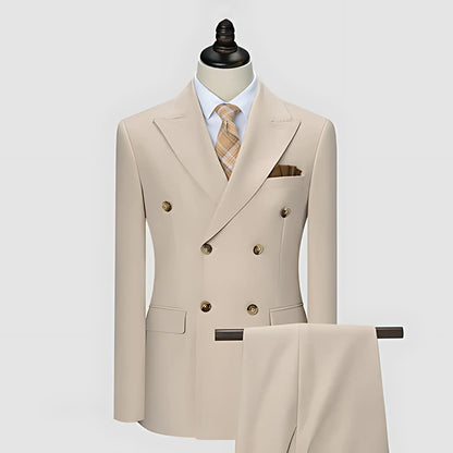 Men wedding double-breasted suit peak lapels
