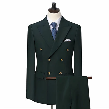 Men wedding double-breasted suit peak lapels