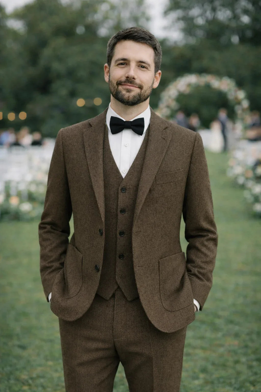 Men Wedding Three‑Piece Suit Tweed