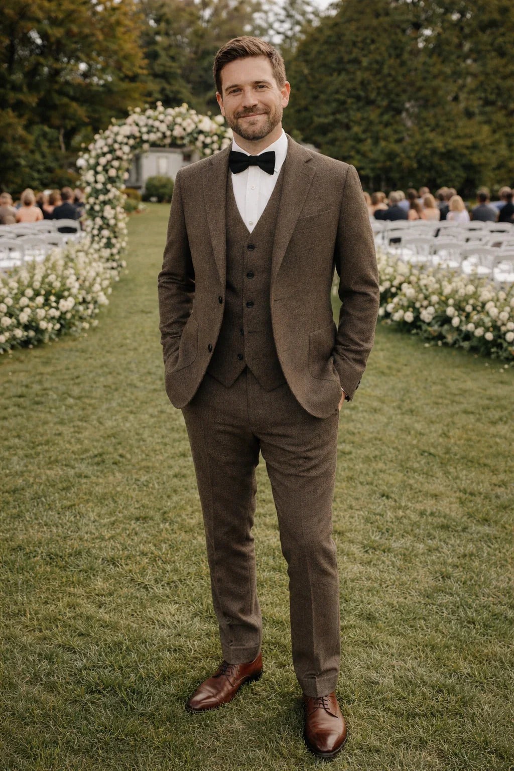Men Wedding Three‑Piece Suit Tweed