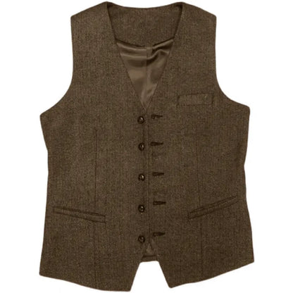 Men Wedding Three‑Piece Suit Tweed