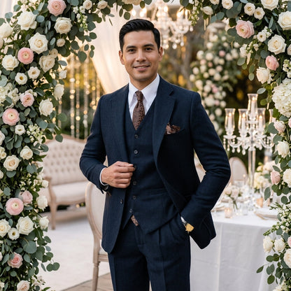 Men Wedding Three‑Piece Suit Tweed