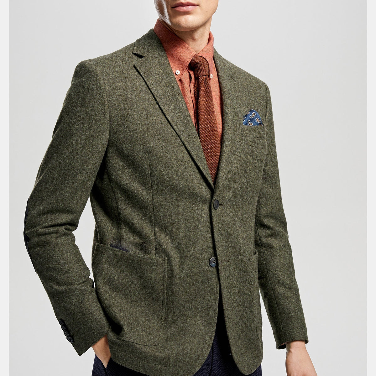 Men's wedding three-piece suit olive green