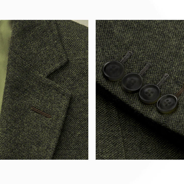 Men's wedding three-piece suit olive green