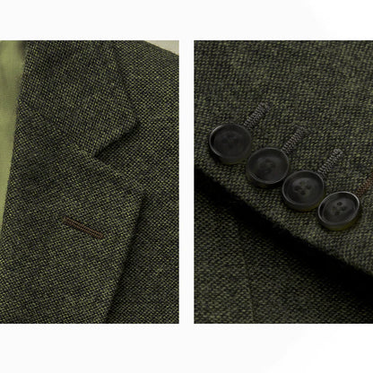 Men's wedding three-piece suit olive green