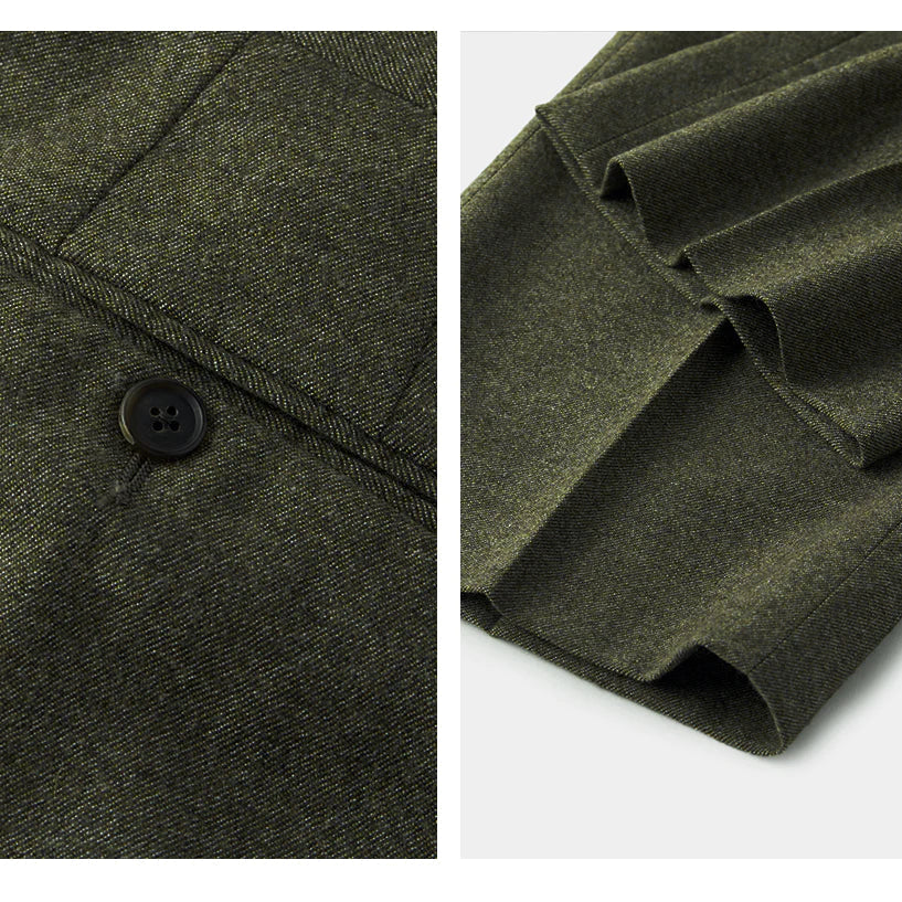 Men's wedding three-piece suit olive green