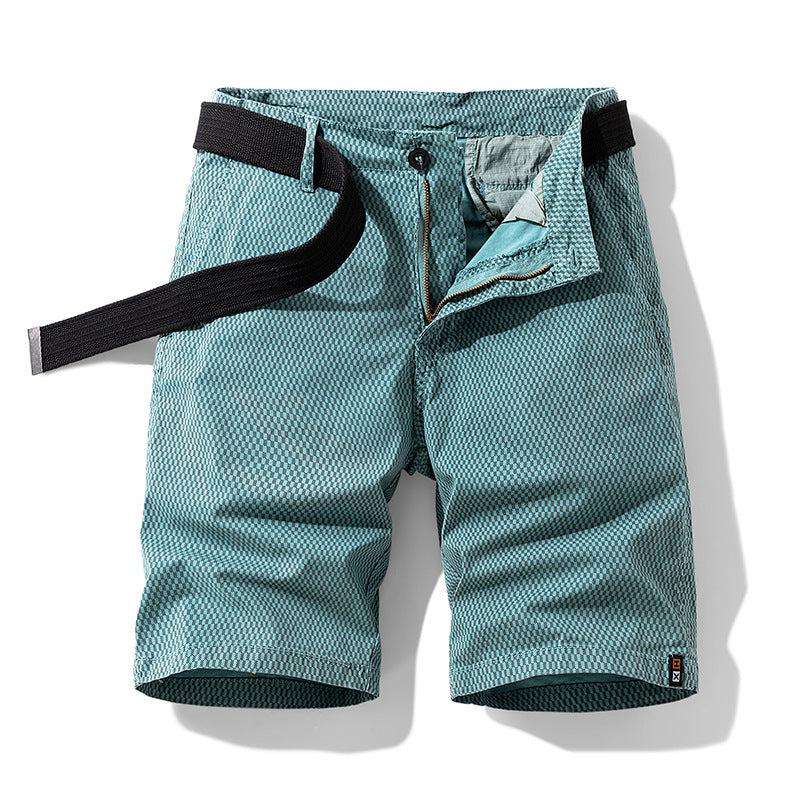 CHECKERED BELT SHORTS FOR MEN