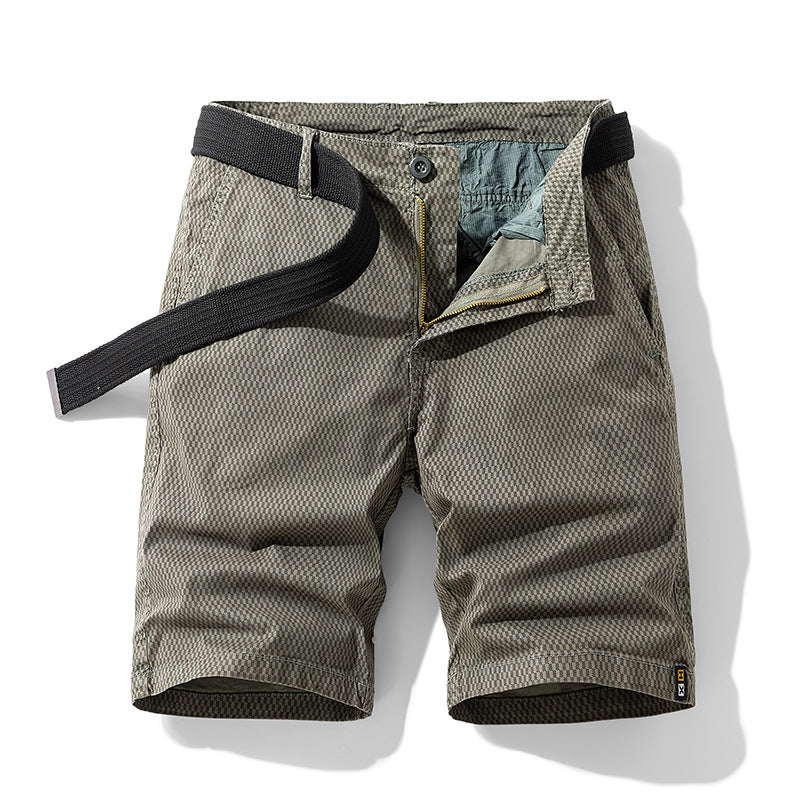 CHECKERED BELT SHORTS FOR MEN