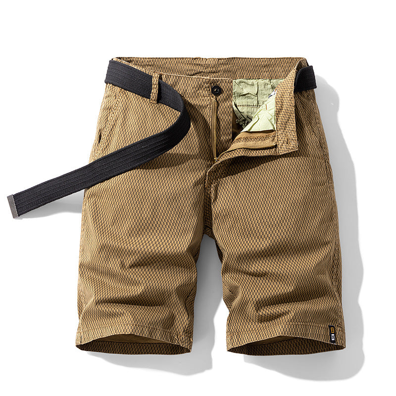 CHECKERED BELT SHORTS FOR MEN