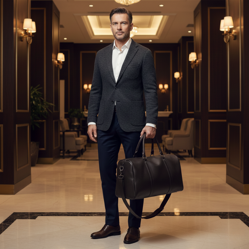 STRUCTURED EXECUTIVE WEEKENDER DUFFLE BAG FOR MEN