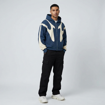 PATCHWORK ZIP HOODIE FOR MEN