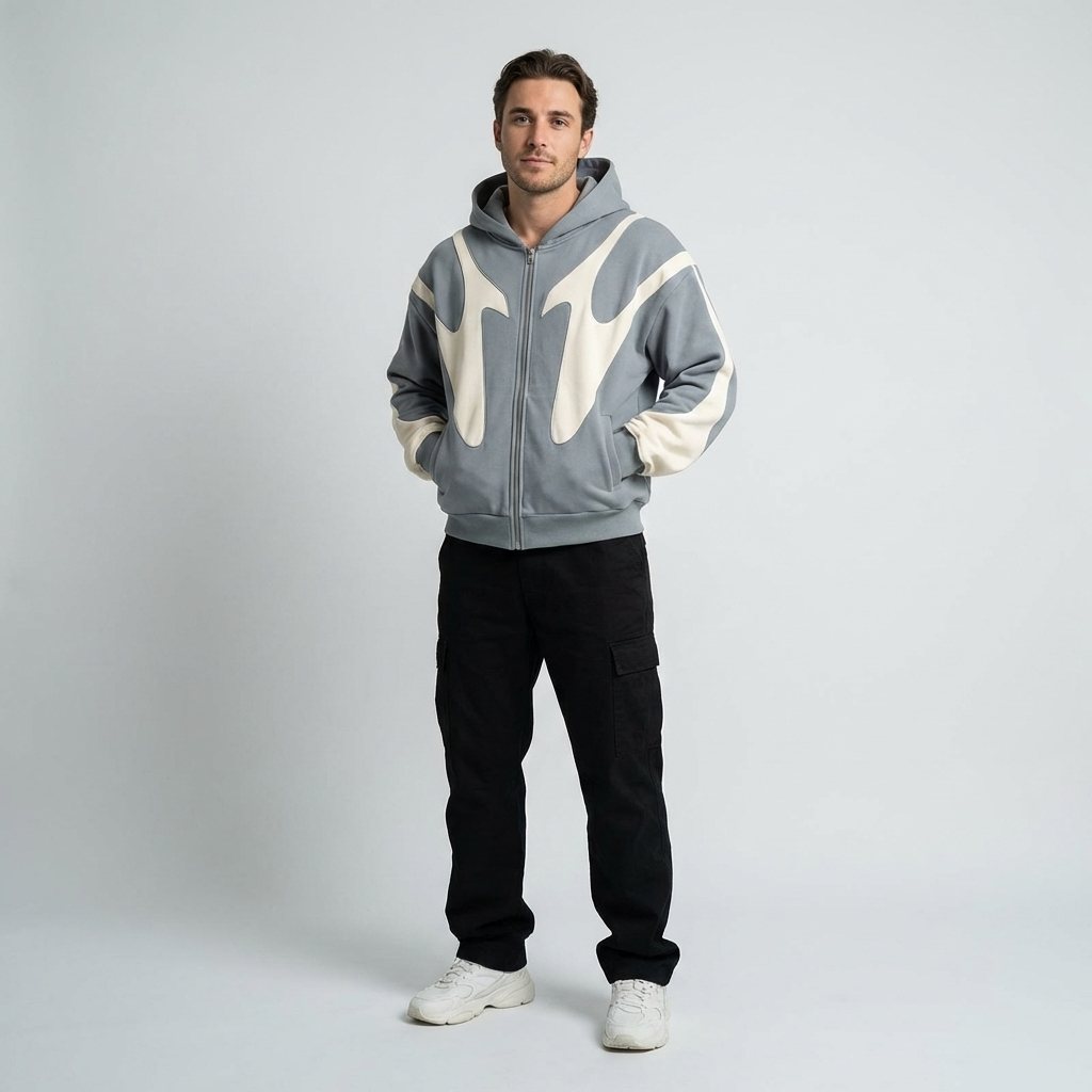 PATCHWORK ZIP HOODIE FOR MEN