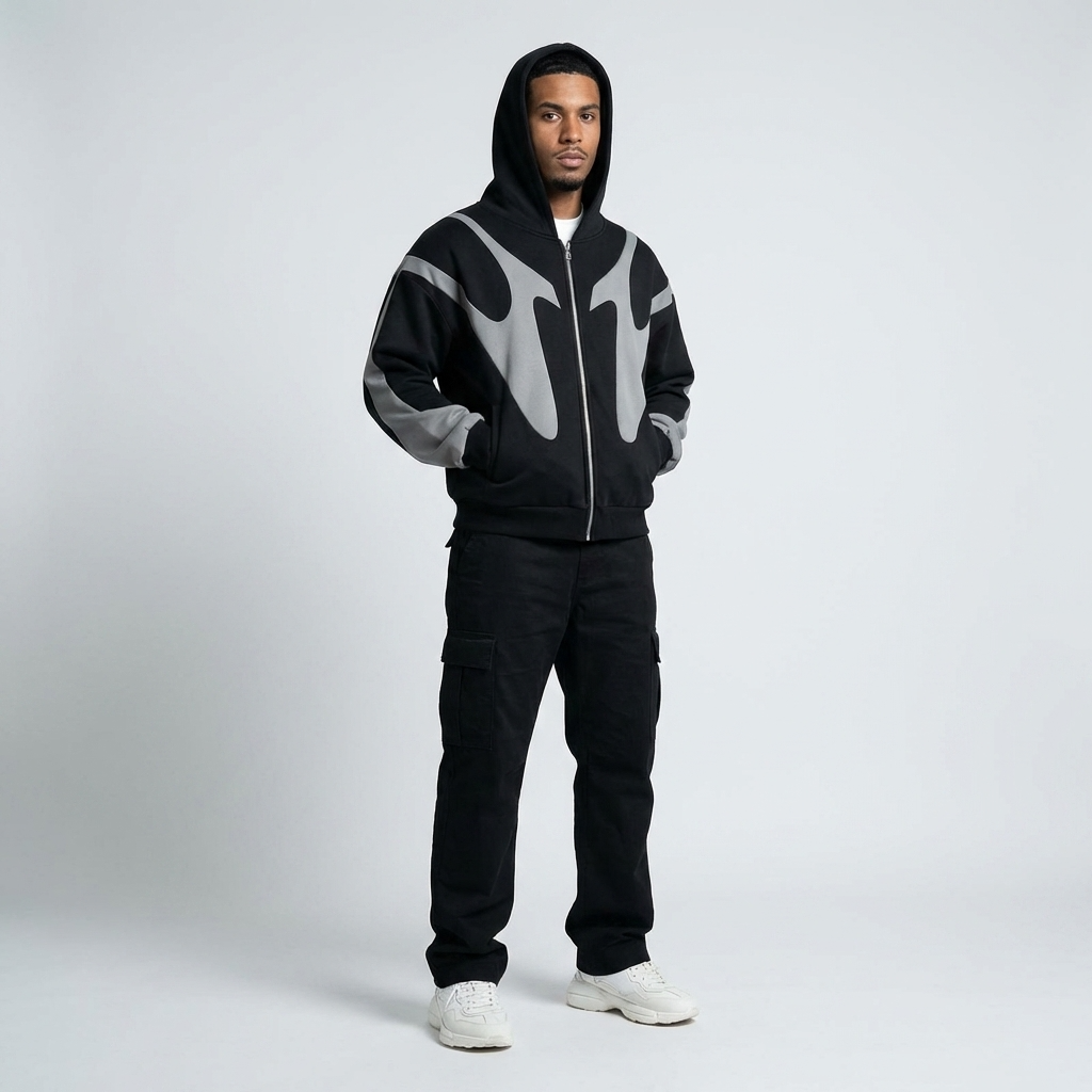 PATCHWORK ZIP HOODIE FOR MEN