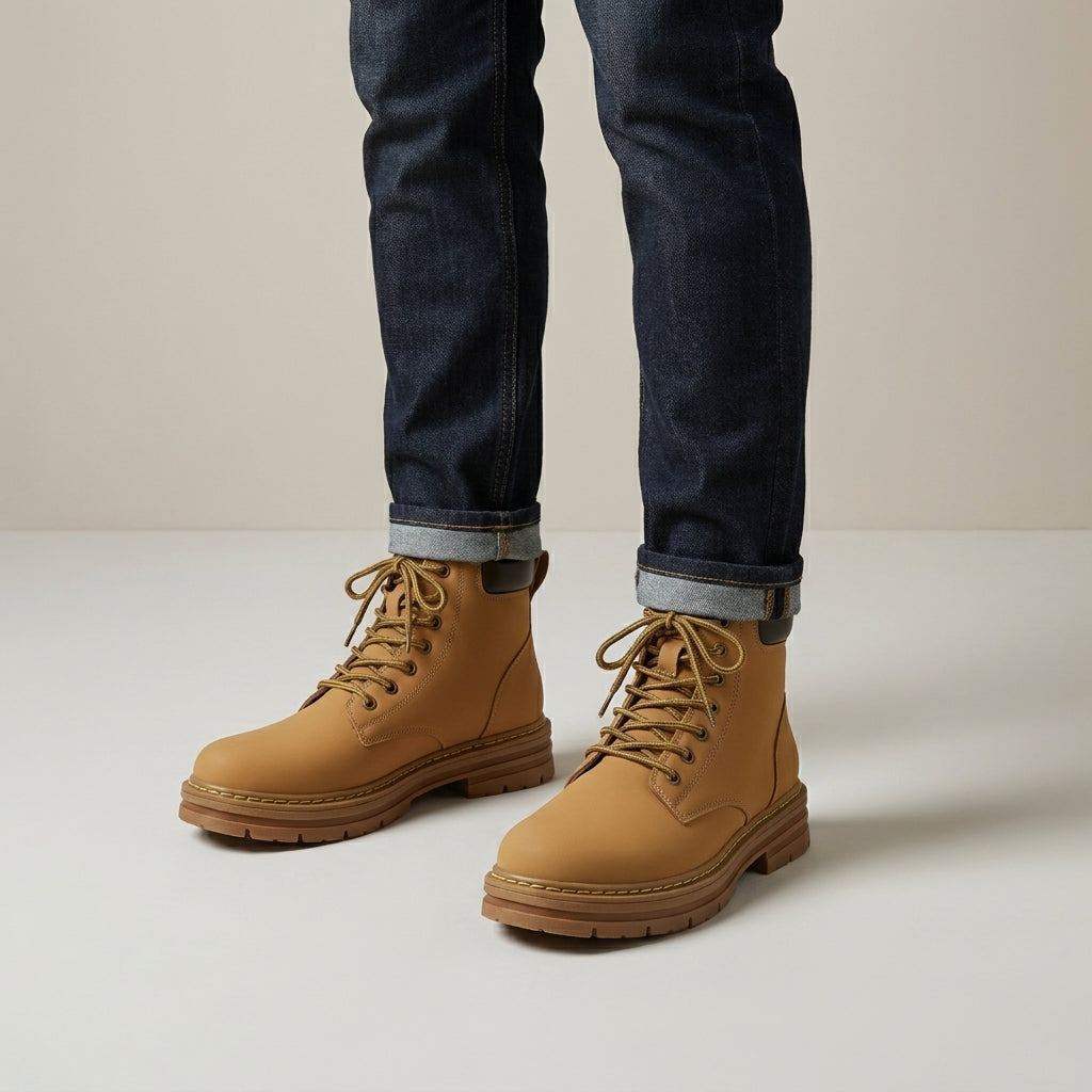 LACE-UP WORK BOOTS FOR MEN