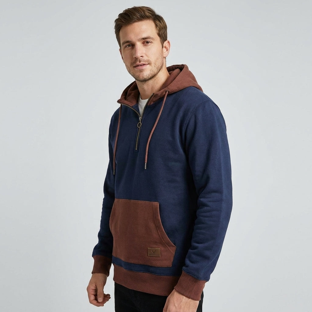TWO-TONE ZIP HOODIE FOR MEN
