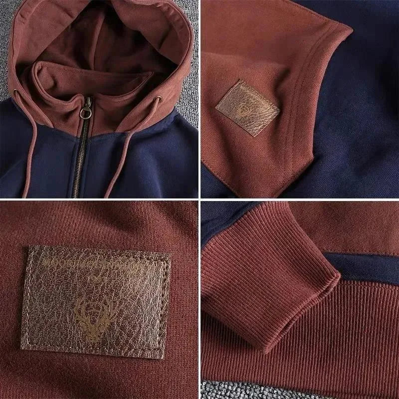 TWO-TONE ZIP HOODIE FOR MEN