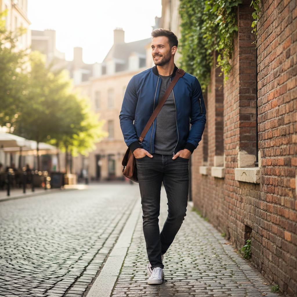 SLIM BOMBER JACKET FOR MEN