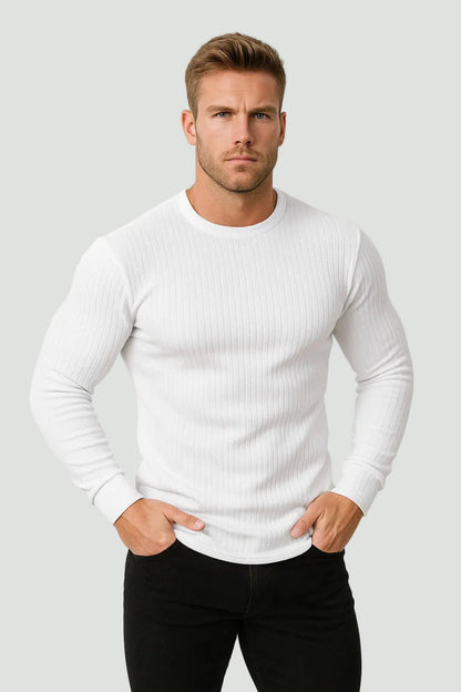 SLIM RIBBED LONG SLEEVE TOP FOR MEN