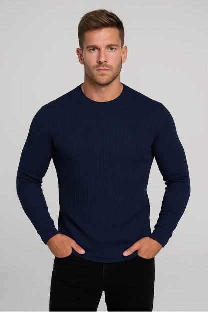 SLIM RIBBED LONG SLEEVE TOP FOR MEN