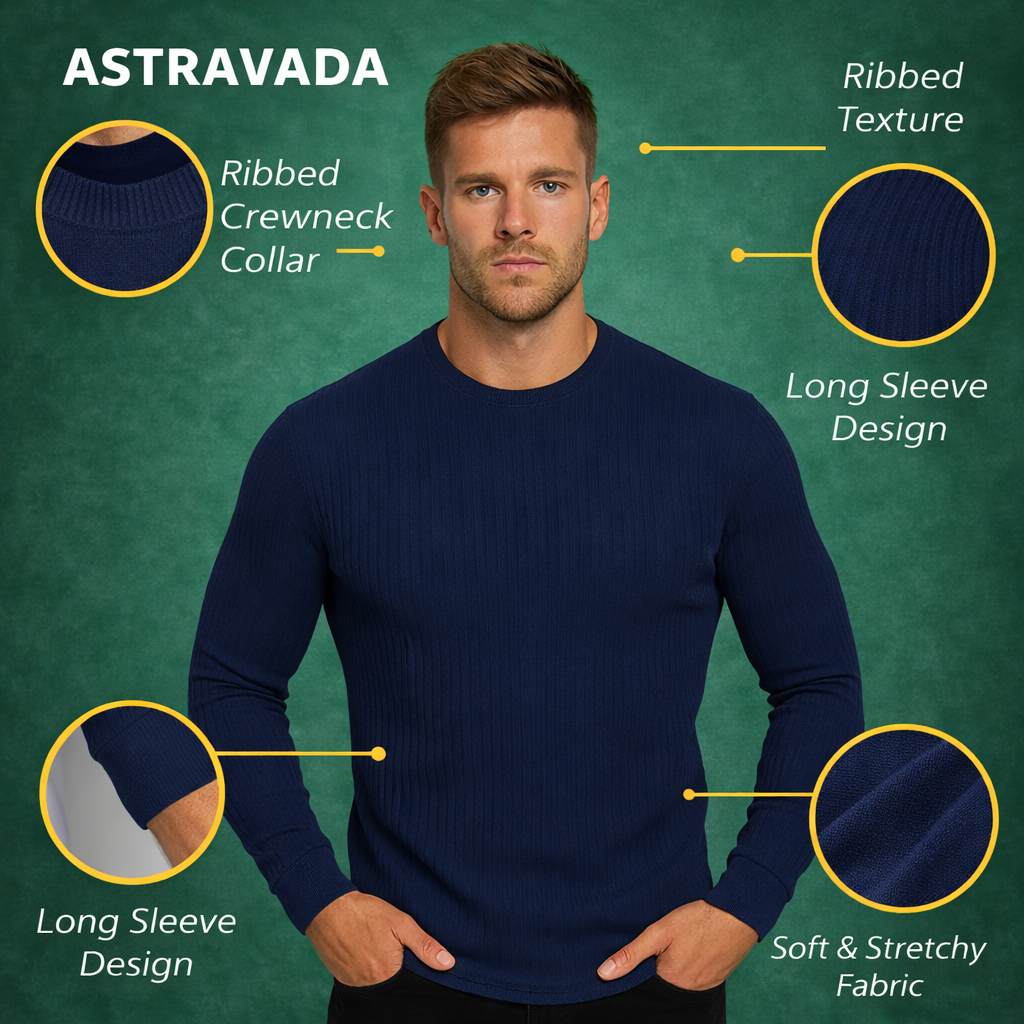 SLIM RIBBED LONG SLEEVE TOP FOR MEN