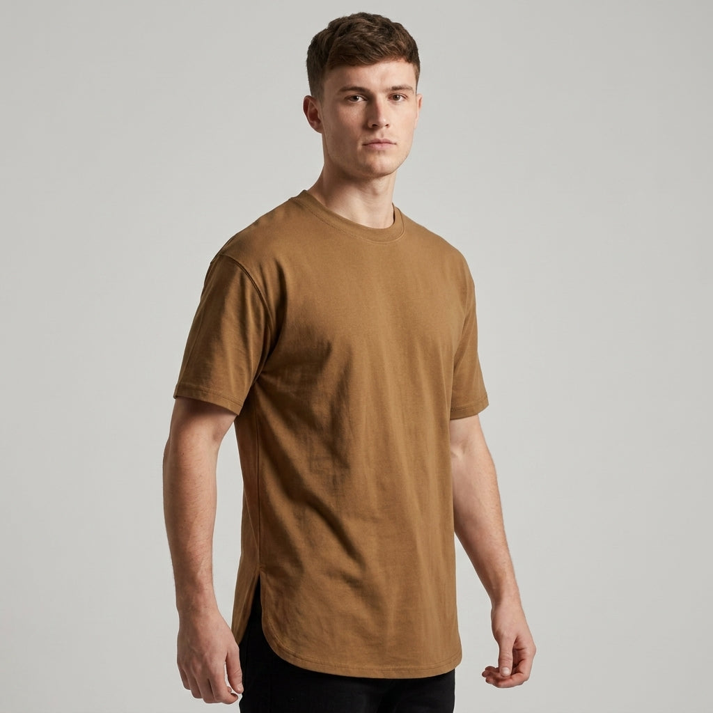OVERSIZED CURVED HEM T-SHIRT FOR MEN