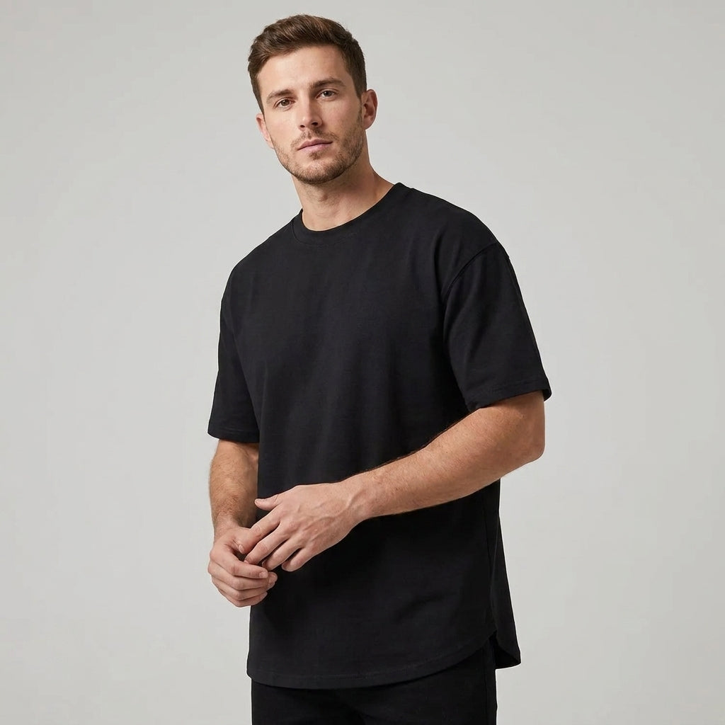 OVERSIZED CURVED HEM T-SHIRT FOR MEN