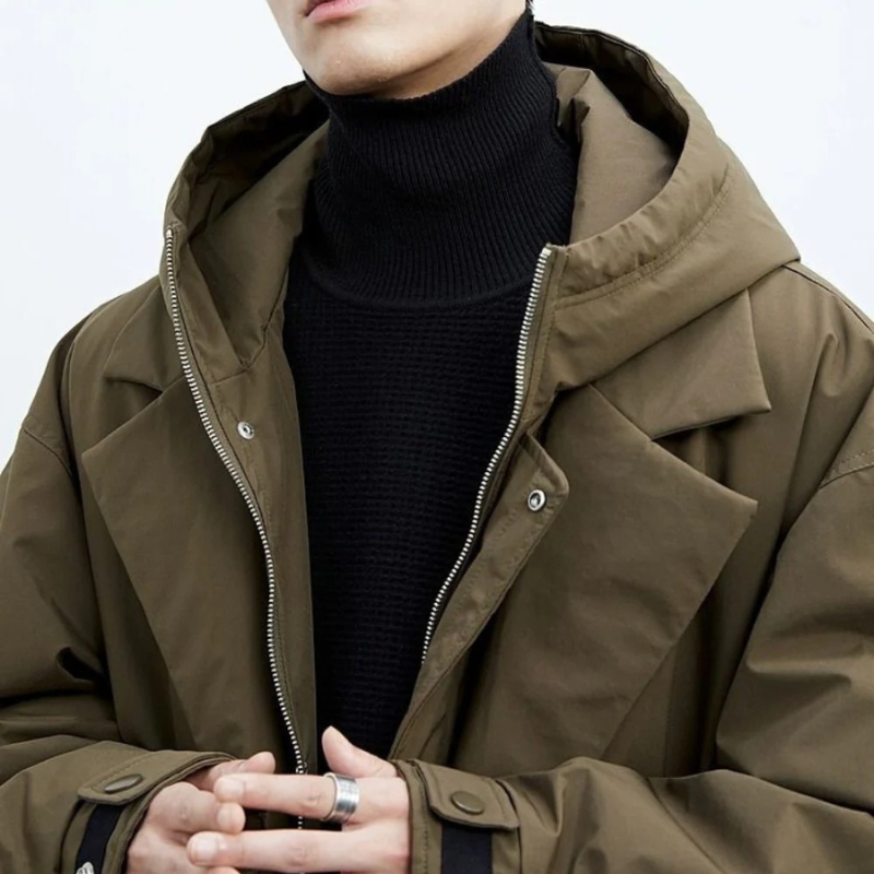 LONG COAT WITH HOOD FOR MEN