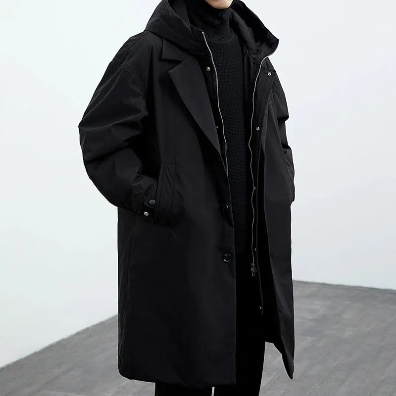 LONG COAT WITH HOOD FOR MEN